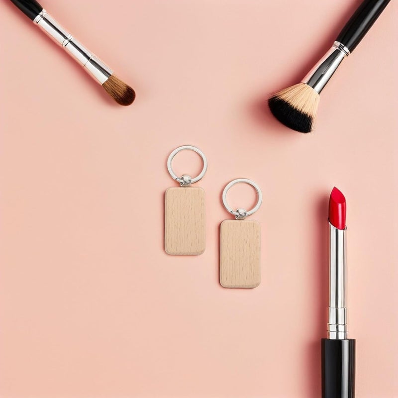 Luxshiny 20pcs Rectangle Wooden Keychain Blanks 31x53mm Natural Wood DIY Craft Tags for Engraving and Stamping Art Supplies - Image 5