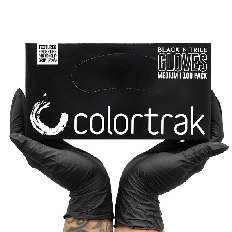 Colortrak Luminous Collection Disposable Nitrile Gloves (100 Pack)  Black  Small  Single-Use  Allergy-Safe  Latex-Free  Powder-Free  Odor-Free  Textured Finger Tips - Image 1