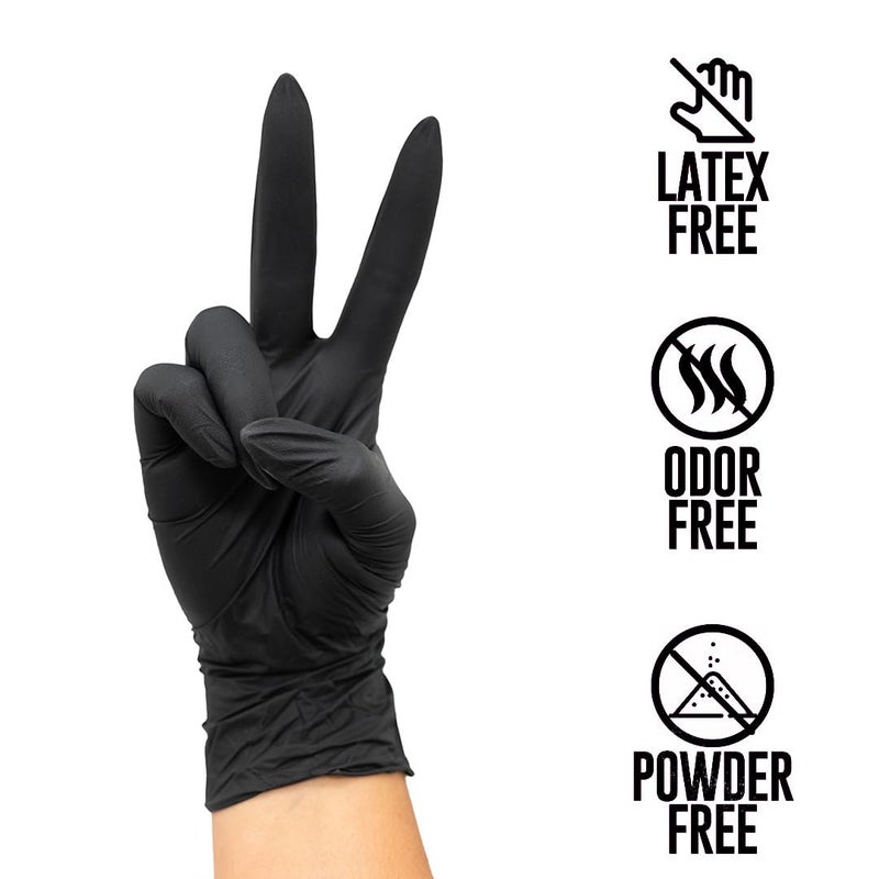 Colortrak Luminous Collection Disposable Nitrile Gloves (100 Pack)  Black  Small  Single-Use  Allergy-Safe  Latex-Free  Powder-Free  Odor-Free  Textured Finger Tips - Image 3
