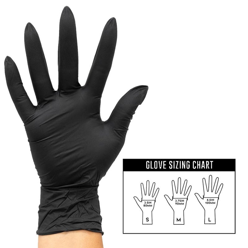 Colortrak Luminous Collection Disposable Nitrile Gloves (100 Pack)  Black  Small  Single-Use  Allergy-Safe  Latex-Free  Powder-Free  Odor-Free  Textured Finger Tips - Image 5
