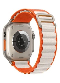 Rabos Apple Watch Alpine Loop Band 49mm/45mm/44mm Nylon Woven Sport Strap Compatible with iWatch Series 8/Ultra/7/SE/6/5/4/3/2/1 Orange/White  - Image 5