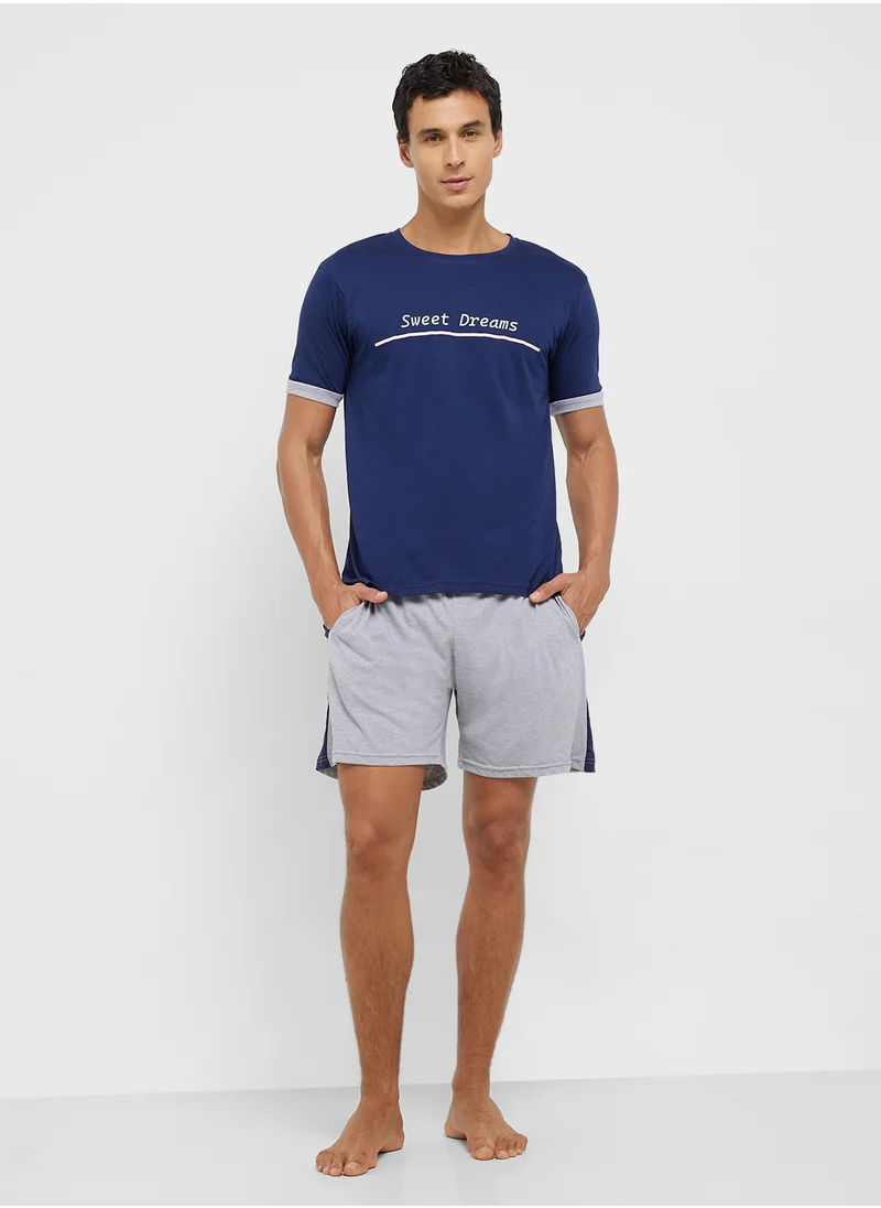 سفنتي فايف Nightwear T-Shirt & Shorts Set