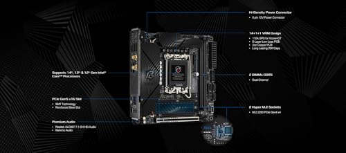 ASRock Phantom Gaming Intel Z790I Lightning WiFi DDR5 DIMMs up to 8600+ (OC) MHz 128GB LGA1700 M.2 Mini-ITX Motherboard SATA3 6.0 Gb/s Z790 802.11axe Wi-Fi 6E PCIe 5.0 x16 - Image 4