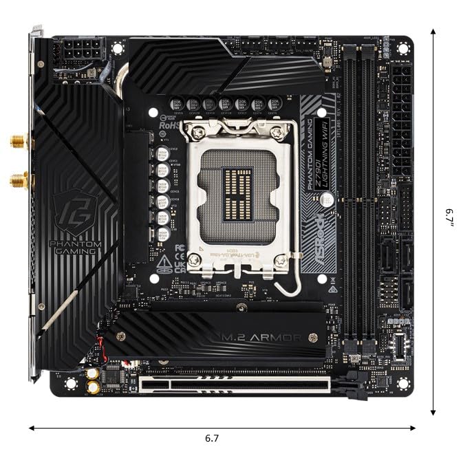ASRock Phantom Gaming Intel Z790I Lightning WiFi DDR5 DIMMs up to 8600+ (OC) MHz 128GB LGA1700 M.2 Mini-ITX Motherboard SATA3 6.0 Gb/s Z790 802.11axe Wi-Fi 6E PCIe 5.0 x16 - Image 3