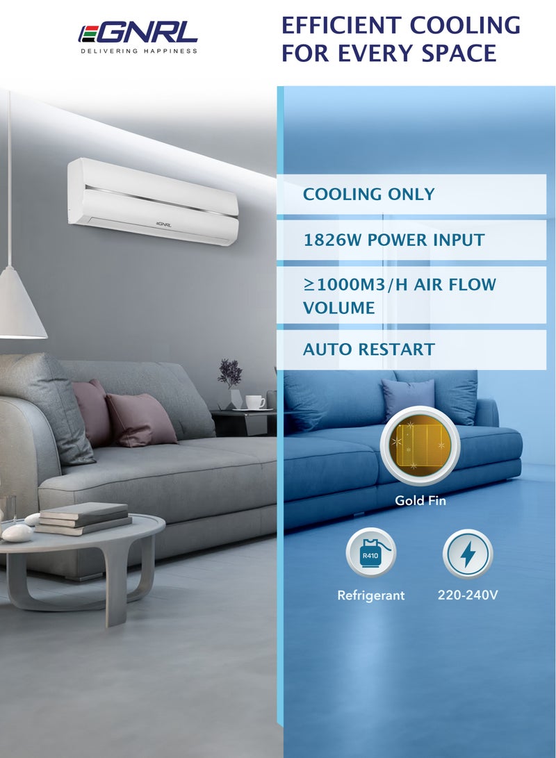 اغنرل مكيف هواء سبليت 1.5 طن T3 دوار R410a | تدفق هواء 4 اتجاهات، زعانف ذهبية وإعادة تشغيل تلقائية | جهاز تحكم عن بعد EG18T3N، أبيض - ضمان 5 سنوات مجاني على الضاغط - Image 3