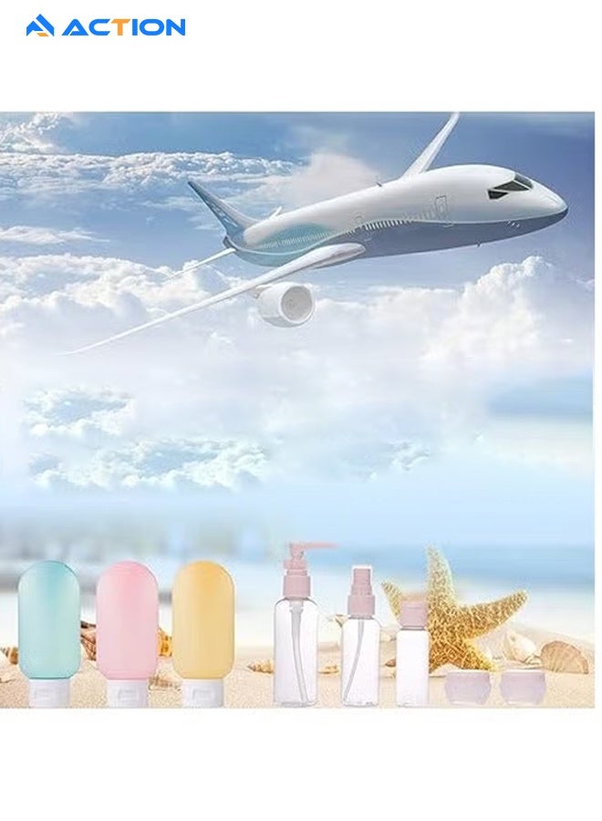 أكشن 11 حزمة من زجاجات مستحضرات التجميل الصغيرة ,علب للسفر، مانعة للتسرب سيليكون حاوية السفر ، ومناسبة للسفر حجم الغسيل ، المحمولة ، يمكن أن تكون معبأة مرارا وتكرارا ، مقذوف المنتجات الضرورية للطائرات - Image 5