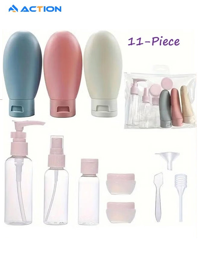 أكشن 11 حزمة من زجاجات مستحضرات التجميل الصغيرة ,علب للسفر، مانعة للتسرب سيليكون حاوية السفر ، ومناسبة للسفر حجم الغسيل ، المحمولة ، يمكن أن تكون معبأة مرارا وتكرارا ، مقذوف المنتجات الضرورية للطائرات - Image 1