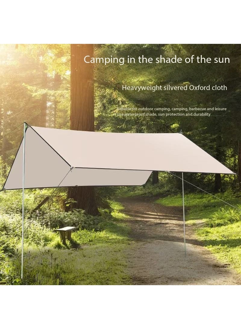 GT-Wheel Camping Canopy Tarp Sun Shelter Waterproof PU3000 Beach Tent Awning with Poles Lightweight 4-6 Person Shade Canopy for Outdoor Camping - Image 3