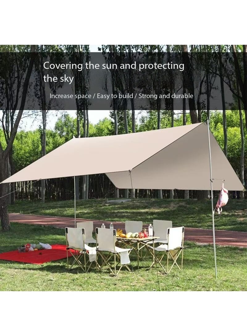 GT-Wheel Camping Canopy Tarp Sun Shelter Waterproof PU3000 Beach Tent Awning with Poles Lightweight 4-6 Person Shade Canopy for Outdoor Camping - Image 2