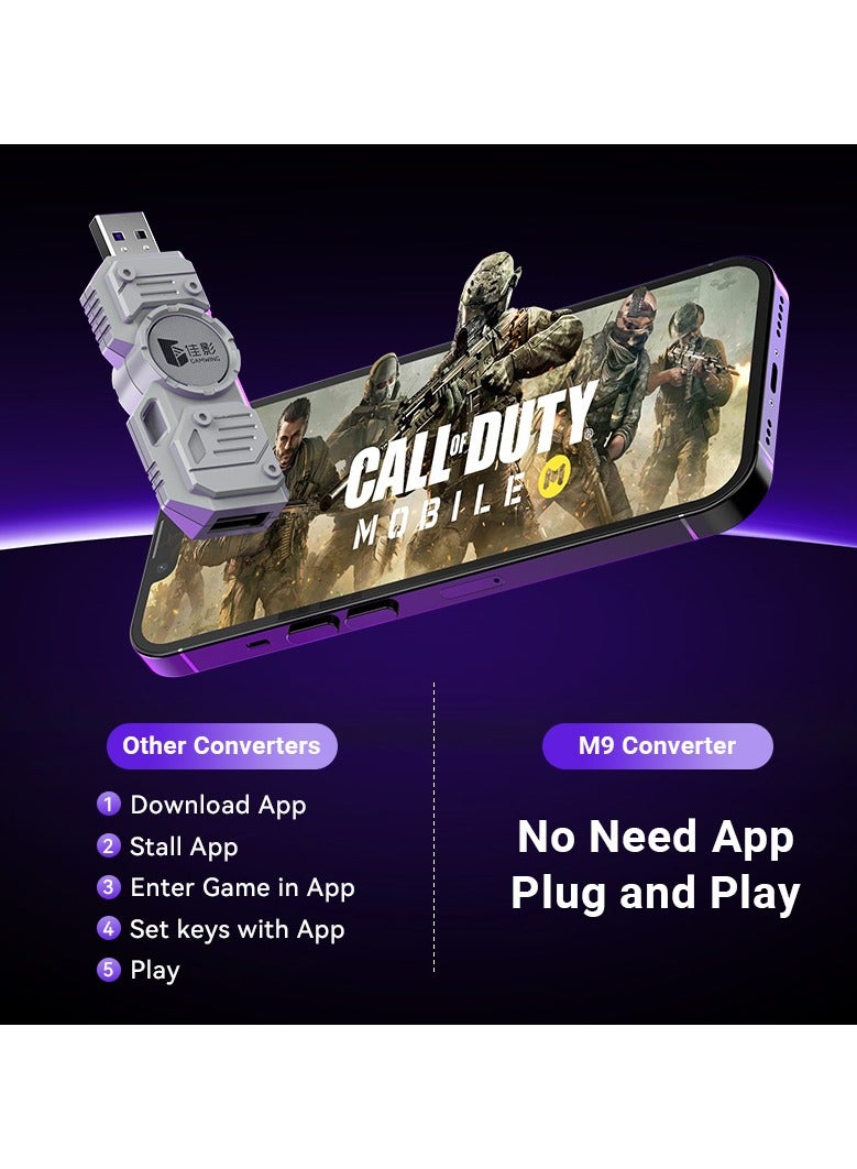 M9 5 in 1 mobile gaming keyboard and mouse combo pack for Android iOS most of the games, no APP mapping plug and play, wired and bluetooth dual mode, also support office mode - Image 5