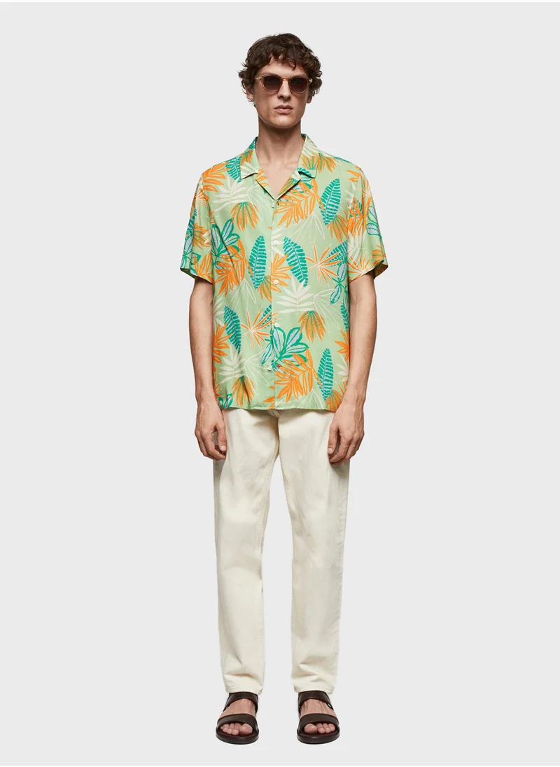 مانجو مان Tree-H Printed Regular Fit Shirt