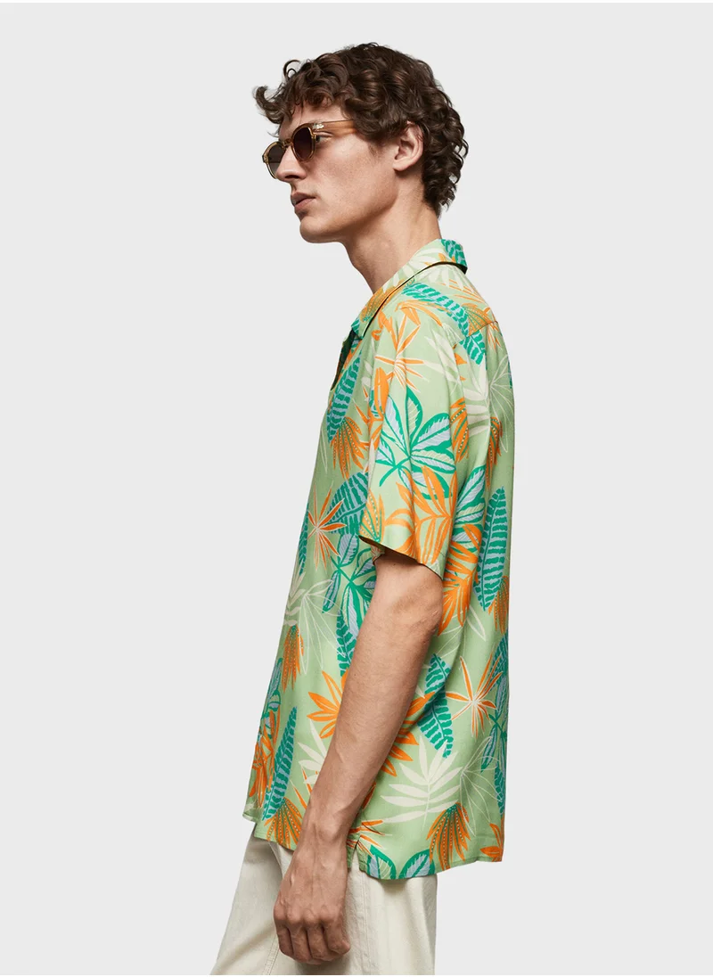 مانجو مان Tree-H Printed Regular Fit Shirt