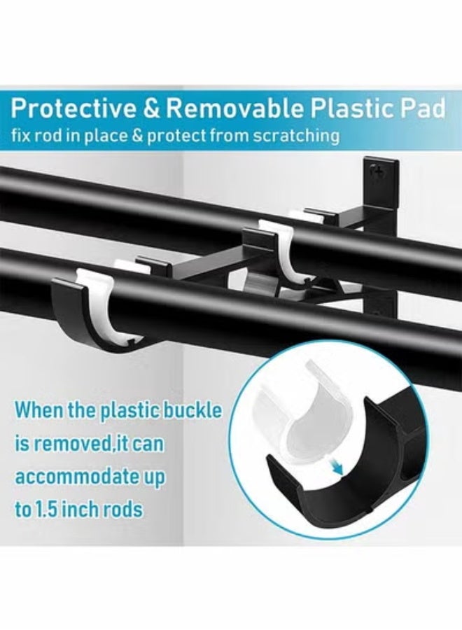 Peachjoy Double Curtain Rod Bracket, Curtain Rod Bracket, Heavy Duty Curtain Rod Bracket for 2.5 cm Curtain Rods, Curtain Rod Hooks for Wall, Hooks, Set of 2 Curtain Rod Brackets - Image 4