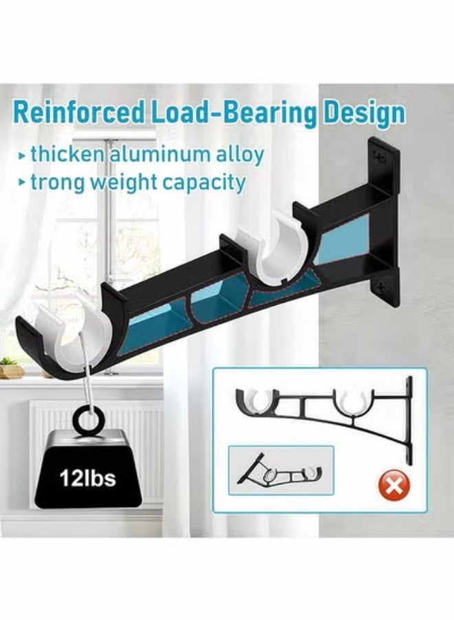 Peachjoy Double Curtain Rod Bracket, Curtain Rod Bracket, Heavy Duty Curtain Rod Bracket for 2.5 cm Curtain Rods, Curtain Rod Hooks for Wall, Hooks, Set of 2 Curtain Rod Brackets - Image 5