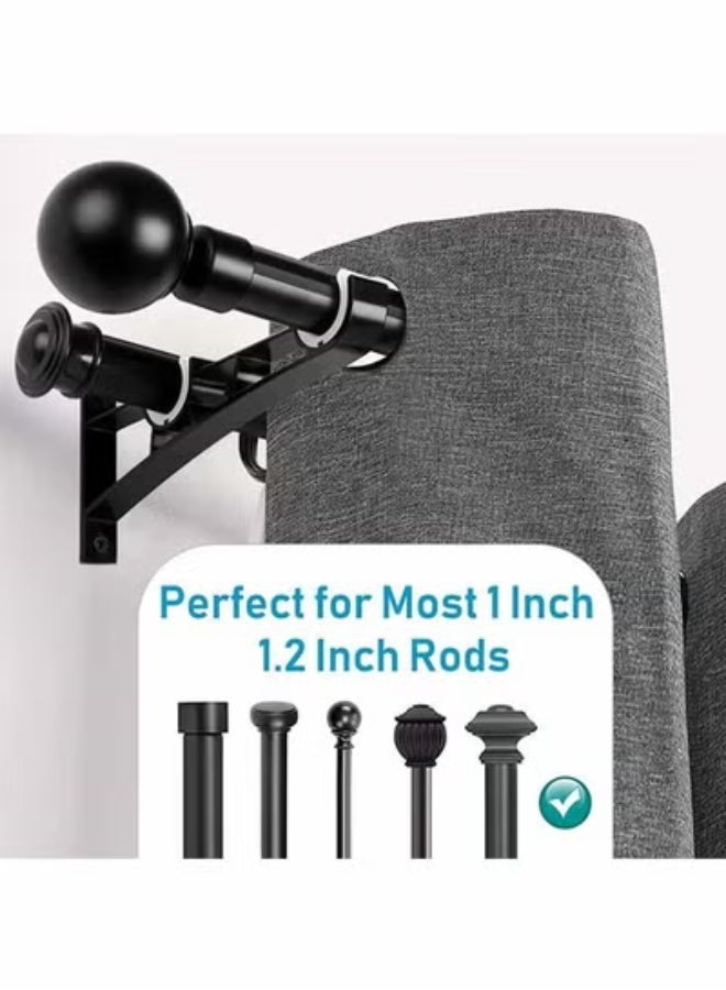 Peachjoy Double Curtain Rod Bracket, Curtain Rod Bracket, Heavy Duty Curtain Rod Bracket for 2.5 cm Curtain Rods, Curtain Rod Hooks for Wall, Hooks, Set of 2 Curtain Rod Brackets - Image 3