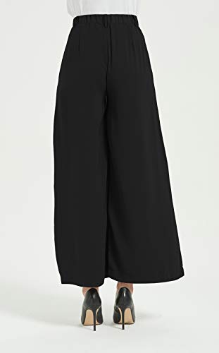 Tronjori Women High Waist Casual Wide Leg Long Palazzo Pants Trousers Regular Size(XL, Black) - Image 5