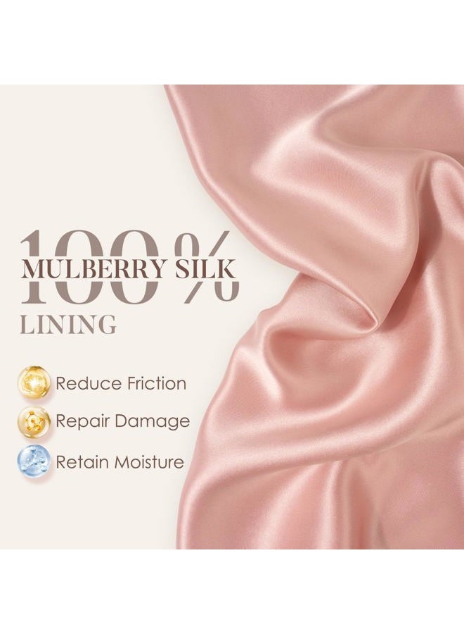 LULUSILK Mulberry Silk Bonnet for Sleeping Women, No More Frizzy Tangled Hair, Stay On All Night Silk Hair Wrap for Sleeping with Adjustable Strap, Silk Sleep Cap for Women and Men, Pink, Pack of 1 - Image 2