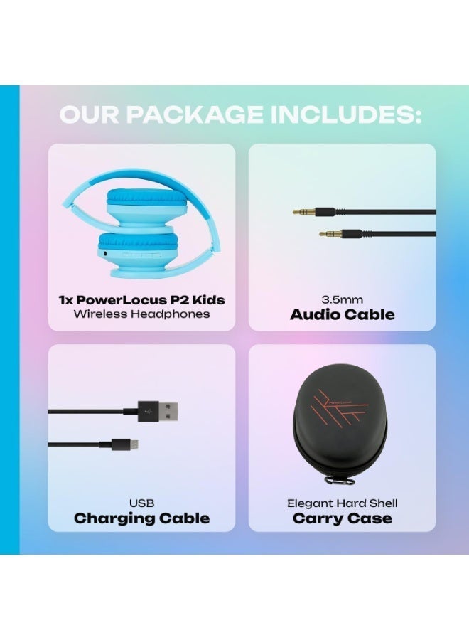 PowerLocus Kids Headphones, P2 Bluetooth Headphones for Kids with Volume Limit 85DB, Kids Wireless Headphones Over Ear with Microphone, Foldable, Carry Case, Micro SD/TF for iPhone/iPad/Laptop/PC/TV - Image 5