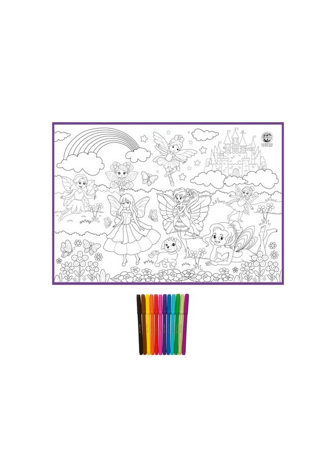 Ratna's 2 in 1 My Coloring Mat Unicorn & Princess Printed Mats Size 40 x 27 Inches, Washable & Reusable Mats, Free Apron Inside for Kids 5+ Years - Image 4