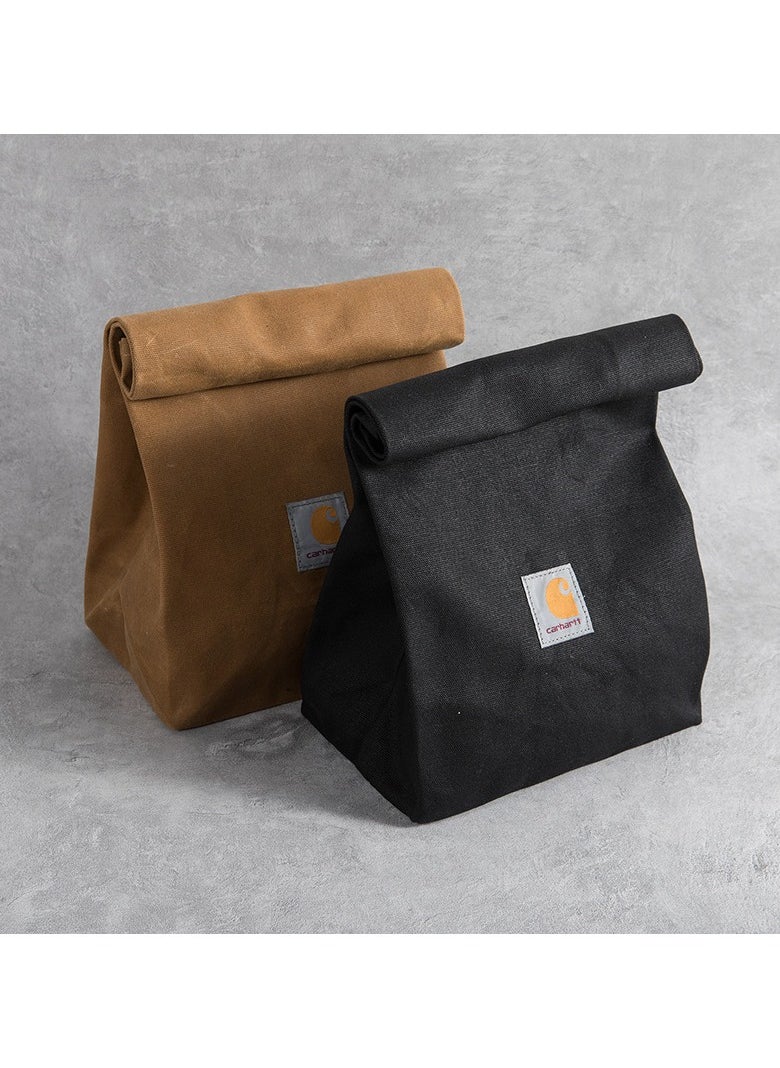 carhartt - Versatile Stylish Portable Canvas Lunch Bag Trendy Bento Tote for Men and Women Casual Workwear Travel Pouch(Black) - Image 1