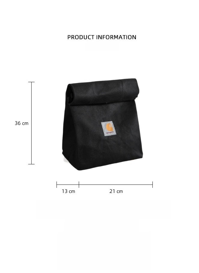 carhartt - Versatile Stylish Portable Canvas Lunch Bag Trendy Bento Tote for Men and Women Casual Workwear Travel Pouch(Black) - Image 1