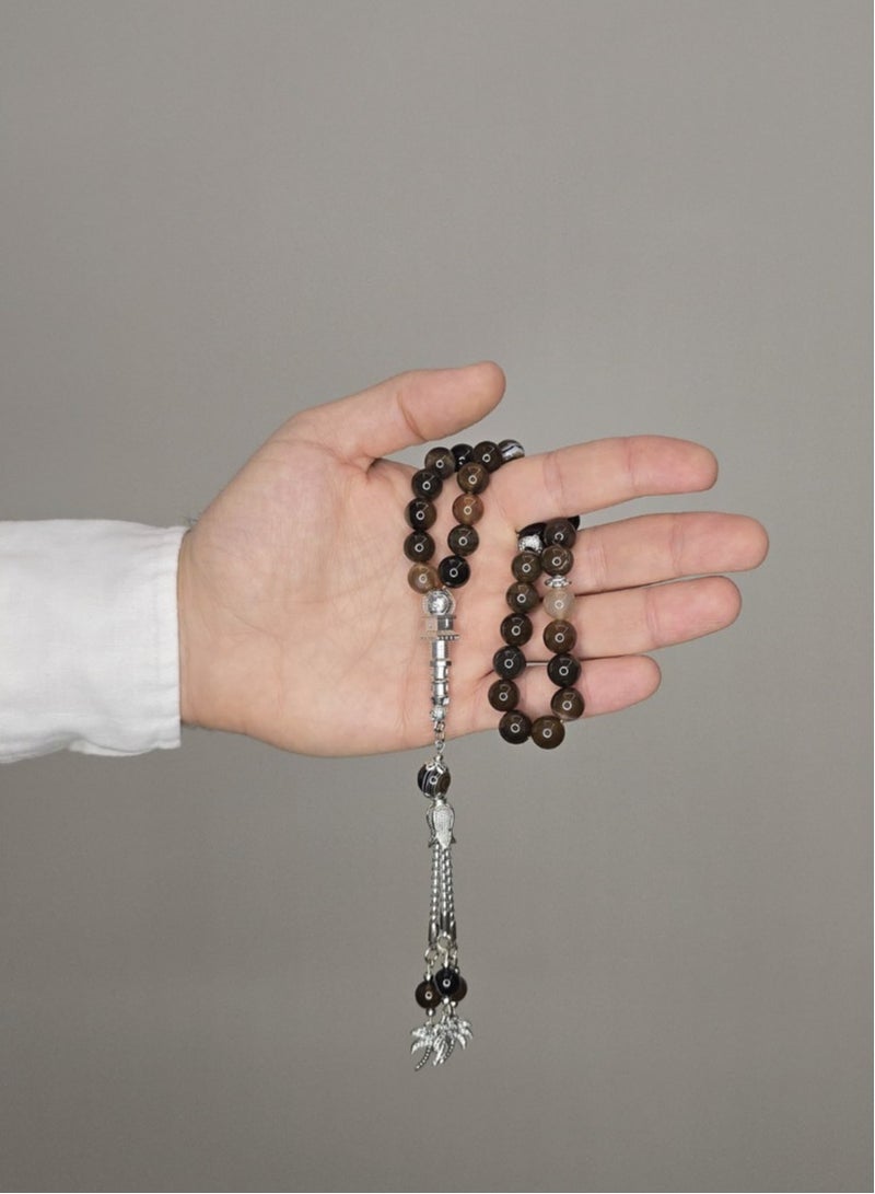 MISK Luxurious brown rosary with stones and distinctive design | For Hajj and Umrah | For gifts | For Eid - Image 1