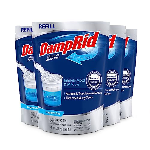 DampRid Refill Bag, 42 oz., 4-Pack - Fragrance Free Moisture Absorbers for Rooms with Excess Humidity, Long-Lasting, Inhibits Mold & Mildew, Blue, 168 Oz (FG30FFESBAM) - Image 1
