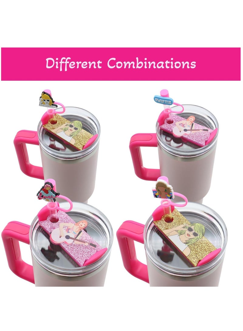 GUDOO مجموعة اكسسوارات تايلور ستانلي كأس، تتضمن 2 قطعة من لوحات الاسم لقارورة ستانلي بحجم 40 أونصة و4 قطع من أغطية السيقان بقطر 10 ملم لقارورة ستانلي وزخارف شعبية لقارورة الشراب - Image 4