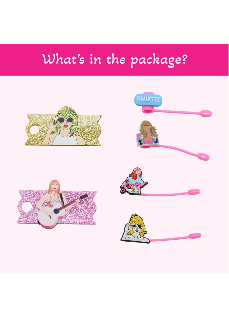 GUDOO مجموعة اكسسوارات تايلور ستانلي كأس، تتضمن 2 قطعة من لوحات الاسم لقارورة ستانلي بحجم 40 أونصة و4 قطع من أغطية السيقان بقطر 10 ملم لقارورة ستانلي وزخارف شعبية لقارورة الشراب - Image 5