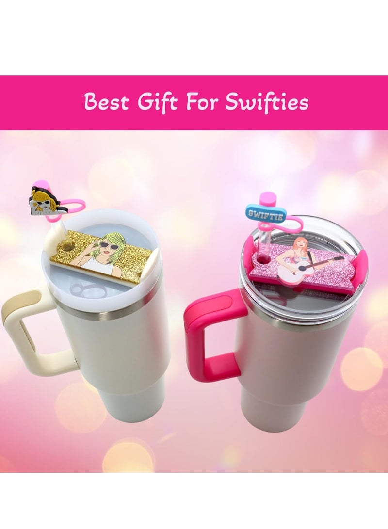 GUDOO مجموعة اكسسوارات تايلور ستانلي كأس، تتضمن 2 قطعة من لوحات الاسم لقارورة ستانلي بحجم 40 أونصة و4 قطع من أغطية السيقان بقطر 10 ملم لقارورة ستانلي وزخارف شعبية لقارورة الشراب - Image 3