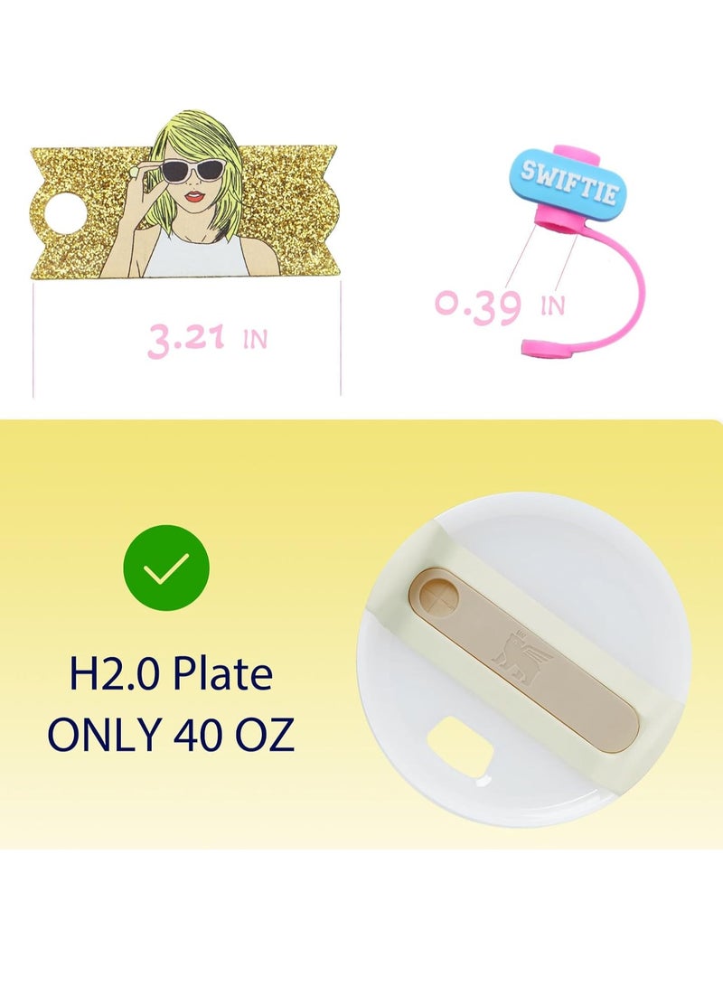 GUDOO مجموعة اكسسوارات تايلور ستانلي كأس، تتضمن 2 قطعة من لوحات الاسم لقارورة ستانلي بحجم 40 أونصة و4 قطع من أغطية السيقان بقطر 10 ملم لقارورة ستانلي وزخارف شعبية لقارورة الشراب - Image 2