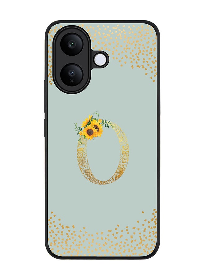 For vivo V60 Lite 5G / V60 Lite 4G Case,Slim fit Camera Protection, Shockproof Thin Phone cover  - Custom Floral Monogram - O  (Light Grey )