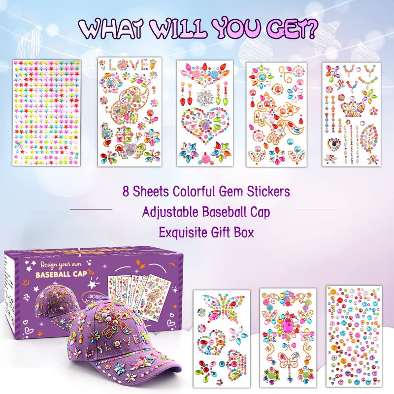 Coosilion Easter Gifts for Girls 4 5 6 7 8 9 10 12 Years Old-Decorate Your Own Baseball Cap with Cute Stickers, Arts & Crafts for Teen Girls Ages 6-12, Birthday Gifts & Back to School Supplies for Kids - Image 2
