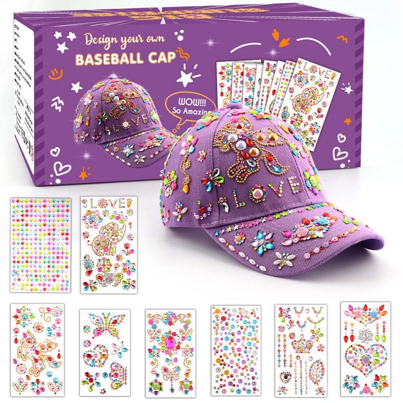 Coosilion Easter Gifts for Girls 4 5 6 7 8 9 10 12 Years Old-Decorate Your Own Baseball Cap with Cute Stickers, Arts & Crafts for Teen Girls Ages 6-12, Birthday Gifts & Back to School Supplies for Kids - Image 1