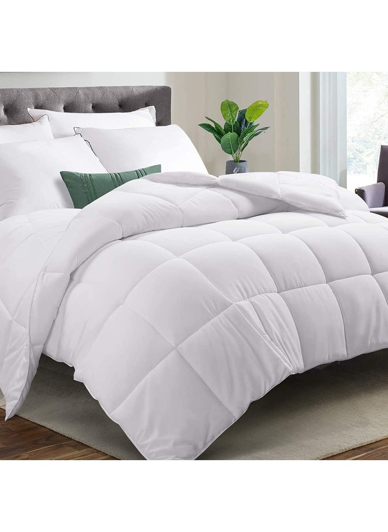 INDIDECOR Indian Decor 80501 Super Soft Kingsize White ComforterAll Season Duvet InsertSoft Stand Alone ComforterHypoallergenicMachine WashableFluffyWhite 90x100 in  - Image 1