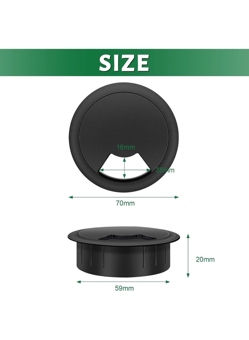 2 جهاز كمبيوتر شخصي 60mm مكتب Grommets ، مكتب مستدير كابل ثقب بلاستيك مكتب كابل سلك Grommet لإدارة مكتب الكمبيوتر مكتب الأسلاك - Image 3