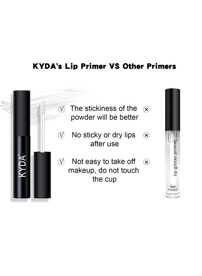كيدا مجموعة أحمر شفاه لامعة من KYDA، 3 ألوان، بودرة معدنية ماسية عالية الصبغة لمستحضرات تجميل الشفاه، مكياج شفاه لامع، مع برايمر للشفاه وفرشاة، مجموعة تدوم طويلاً - Image 2