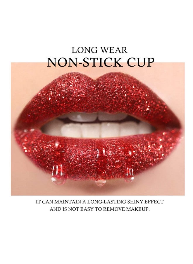 كيدا مجموعة أحمر شفاه لامعة من KYDA، 3 ألوان، بودرة معدنية ماسية عالية الصبغة لمستحضرات تجميل الشفاه، مكياج شفاه لامع، مع برايمر للشفاه وفرشاة، مجموعة تدوم طويلاً - Image 3