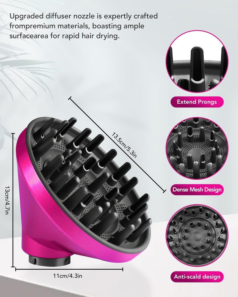 TOSAGE [2024 Latest Model] Portable Hair Diffuser Attachment Convertible to Hair Dryer Compatible with Dyson Airwrap HS05, HS03, HS01 Fuchsia - Image 5