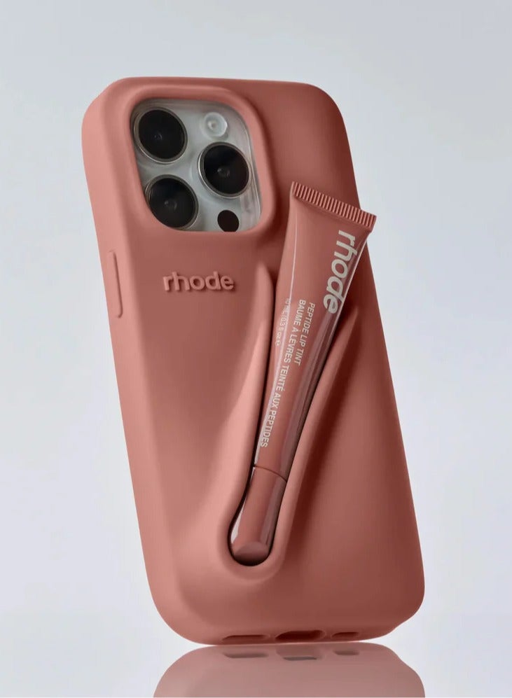Rhode iPhone 16 Pro Phone Case with lip gloss ,Silicone shockproof and scratch-resistant protective case,Rhode Case with Silicone Lipstick Holder,Applicable to iPhone 16 Pro(Toast) - Image 1
