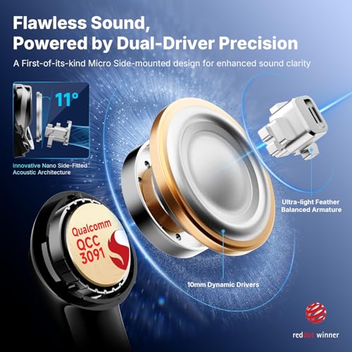 EarFun [2025 VGP Winner] Air Pro 4+ Adaptive Hybrid Noise Cancelling Wireless Earbuds Bluetooth 6.0,Qualcomm Snapdragon Sound, aptX Lossless,LDAC Hi-Res Audio, 6 Mics AI CVC Call,54H Playtime - Image 2