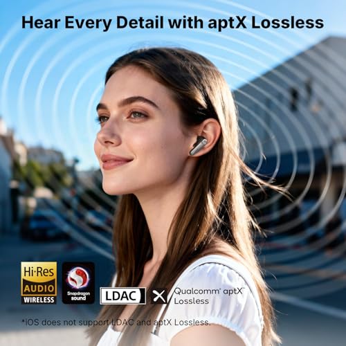 EarFun [2025 VGP Winner] Air Pro 4+ Adaptive Hybrid Noise Cancelling Wireless Earbuds Bluetooth 6.0,Qualcomm Snapdragon Sound, aptX Lossless,LDAC Hi-Res Audio, 6 Mics AI CVC Call,54H Playtime - Image 4