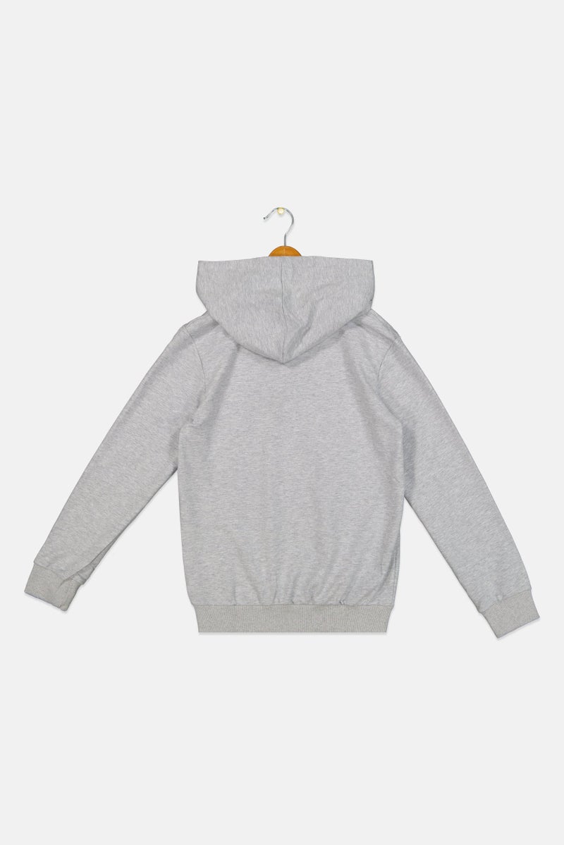 Sanrio هودي طويل الأكمام بطباعة كروماي للبنات، رمادي - Image 3