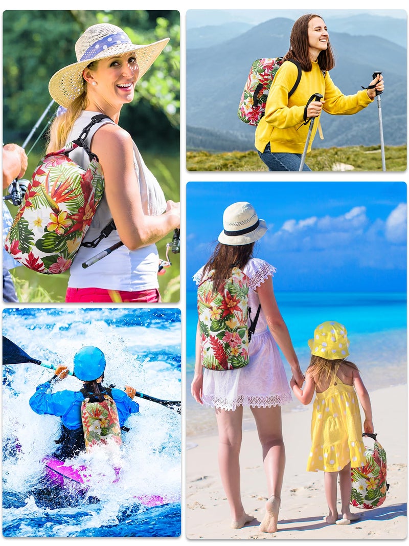HEETA Waterproof Dry Bag for Women Men (Upgraded Version), Roll Top Lightweight Dry Storage Bag Backpack with Emergency Whistle for Travel, Swimming, Boating, Kayaking, Camping, Beach (Flower, 5L) - Image 5