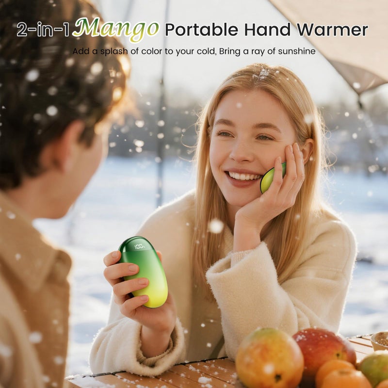 coldSky Hand Warmer with Digital Display | 3-Second Fast Heat, 3 Temperature Settings, Electric Portable Pocket Heater | Cute Mango Shape Hot Hands for Gift, Office, and Outdoor Use - Image 3