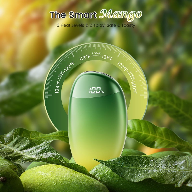 coldSky Hand Warmer with Digital Display | 3-Second Fast Heat, 3 Temperature Settings, Electric Portable Pocket Heater | Cute Mango Shape Hot Hands for Gift, Office, and Outdoor Use - Image 5