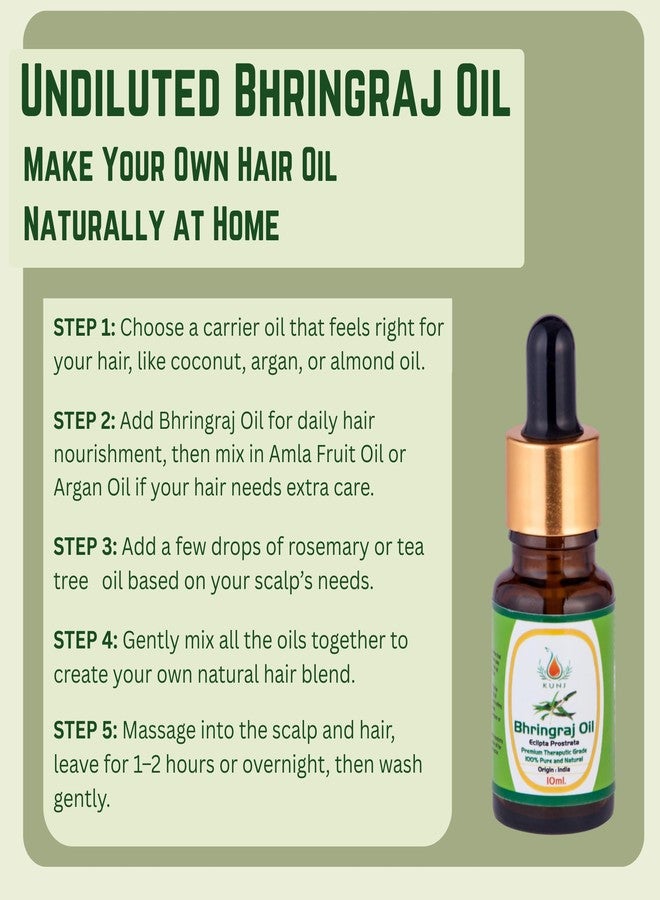 KUNJ Bhringraj Oil (Eclipta prostrata) 10ML - 100% Pure & Natural Cold Pressed Ayurvedic Hair Oil for Faster Hair Growth, Stronger Roots & Hair Fall Control | Lightweight, Non-Sticky Herbal Oil - Image 5