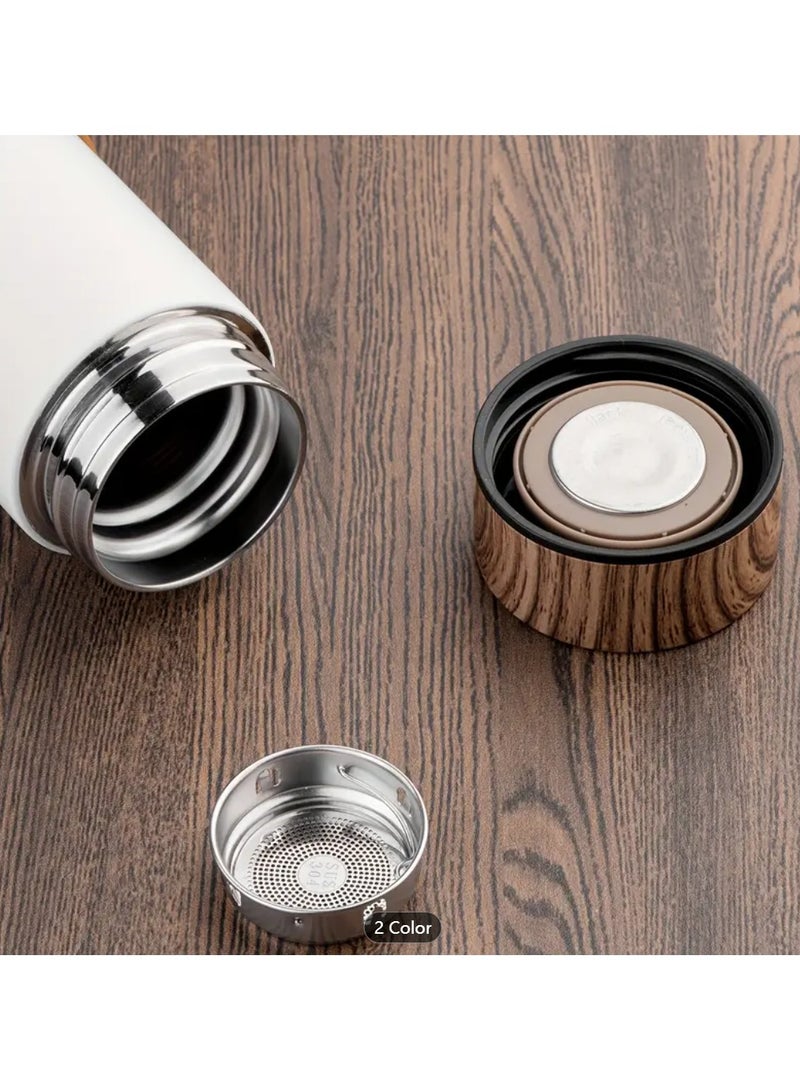 3pcs Coffee Gift Set, Including 1pc 400ml Stainless Steel Water Bottle with 2pcs 80ml Coffee Cups, Coffee Cups with Leather Sleeve, Insulated Tumbler with Wood Grain Lid, Travel Bottle and Water Cup - Image 5