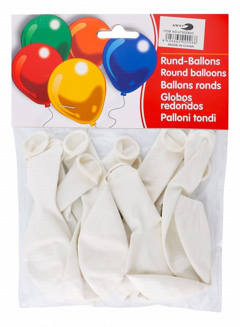 ATKET 10-Piece Round Balloons White Colour