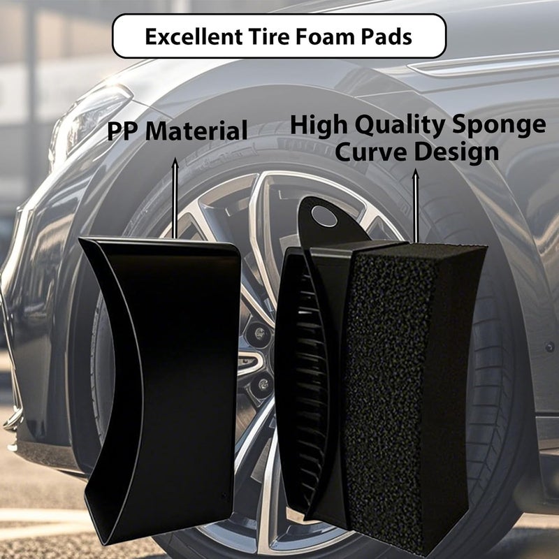 RXALASKA 2 Pack Tire Shine Applicator Pads, Reusable Tire Dressing Applicator Sponge, Curved Tire Gel Applicator Forms with Lid, Black Tire Applicator Pads for Car Cleaning Detailing - Image 2
